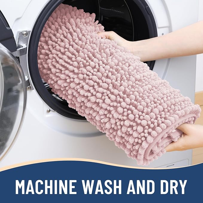 Arotive Bathroom Rugs Mat 30x20, Soft Absorbent Chenille Shaggy Bath Mat | Dirty Pink, Machine Wash Dry, Bath Rugs for Bathroom Floor, Tub and Shower, Home Decor Accessories