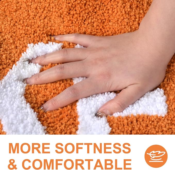 Zeeinx Get Naked Bath Mat Cute Bathroom Rugs Orange Bath Mat 20”x32” | Non Slip Absorbent Microfiber Machine Washable Orange Bathroom Rugs for Tub and Shower Orange Bathroom Decor