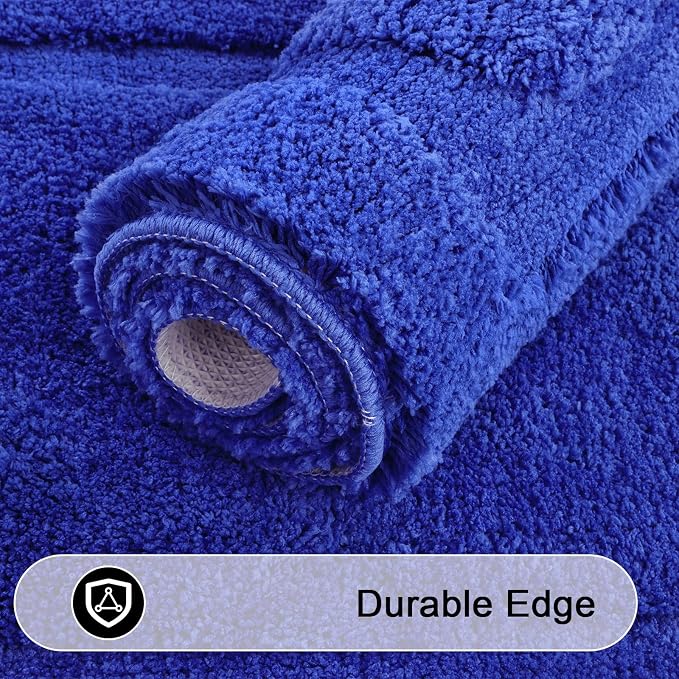 SHACOS Soft Microfiber Royal Blue Bathroom Rugs Sets 2 Pieces 32"x20" | Absorbent Plush Bath Rugs, Non Slip Washable Shaggy Bath Mats, Fluffy Bathroom Runner Floor Mats Shower Rug