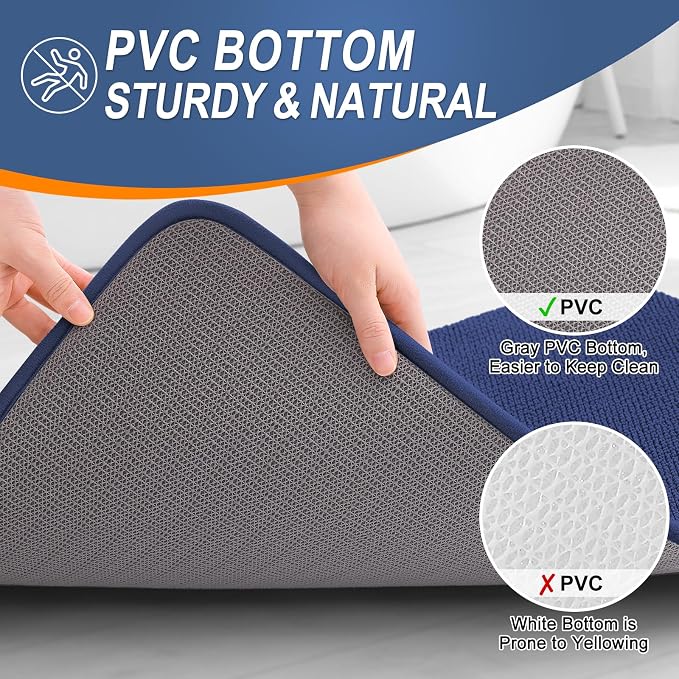 OLANLY Thick Memory Foam Small Bathroom Rugs Mats 24x16, Twilight Sapphire | Soft Quick Dry Bath Rugs, Non-Slip, Absorbent Machine Washable Mat for Bathroom Floor, Tub and Shower, Home Decor Accessories