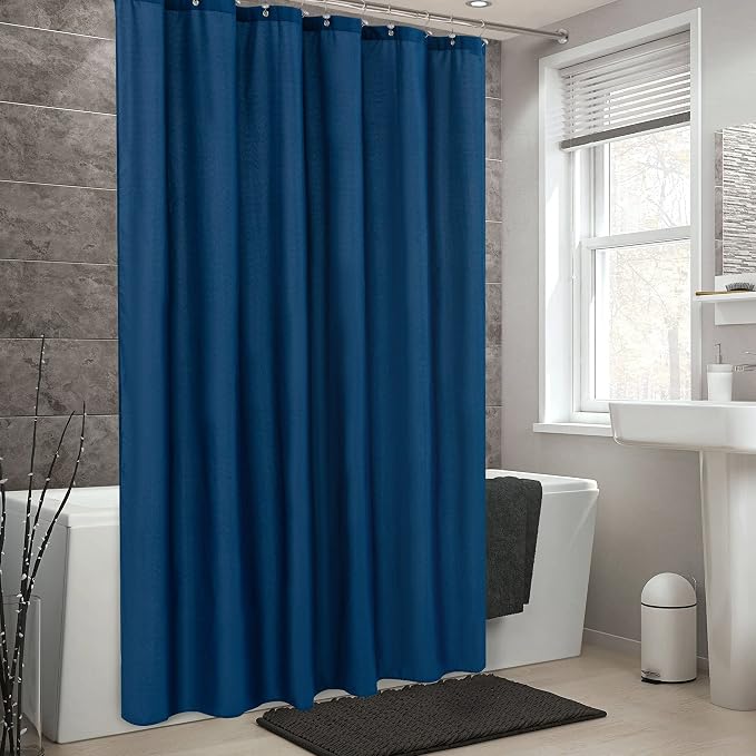 ALYVIA SPRING Waterproof Fabric Shower Curtain or Liner Navy Blue, 72x72 | 3 Magnets, Soft Cloth & Hotel Quality, Machine Washable, Light-Weight, Standard Size