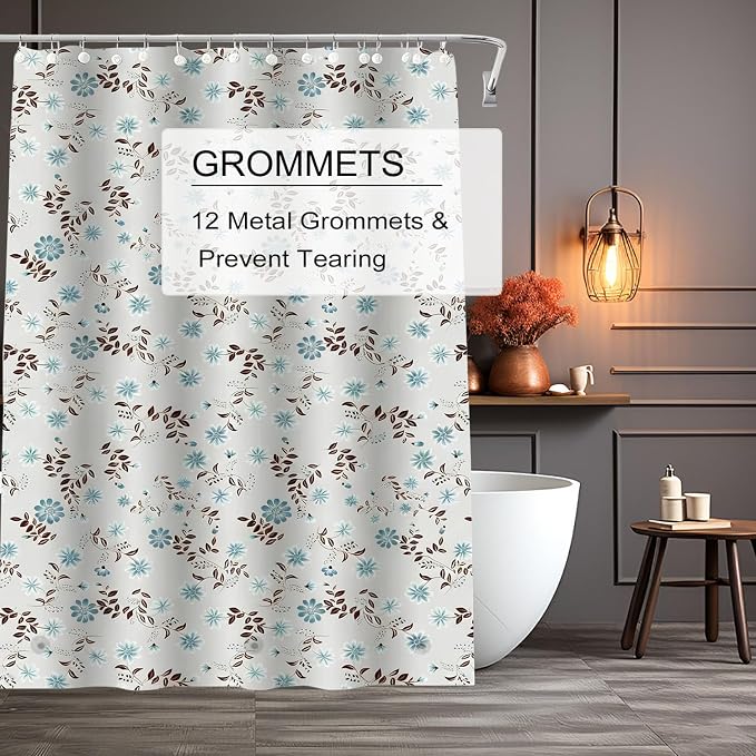 TIKABC Shower Curtain Liner, 4G PEVA Shower Liner, Plastic Waterproof Shower Curtains, 72x72 inch with Grommet Holes 3 Magnetic Weights