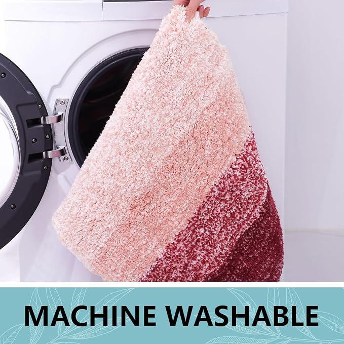 Arotive Microfiber Bathroom Rugs, Shaggy Soft Absorbent Bath Rug, 30x17 | Burgundy, Rubber Backing Thick Plush Machine Washable Dry Bath Mats for Bathroom, Tub and Shower, Rectangular