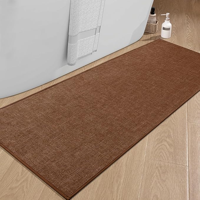 Bathroom Rugs Mat 59x24, Ultra Thin Non Slip Bath Mat Large Quick Dry Absorbent Bath Mat for Bathroom Floor, (Rust, 59"x24")