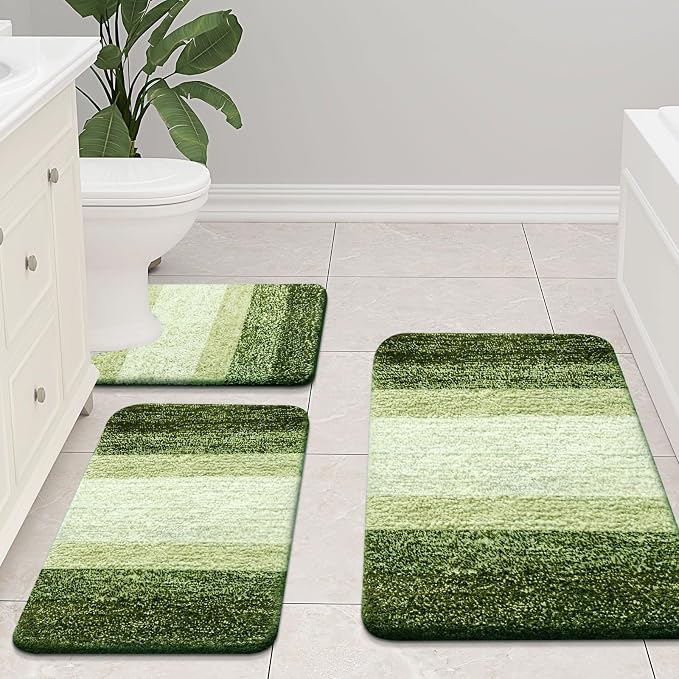 Arotive Microfiber Bathroom Rugs, Shaggy Soft Absorbent Bath Rug, 30x20 | BlackishGreen, Rubber Backing Thick Plush Machine Washable Dry Bath Mats for Bathroom, Tub and Shower, Rectangular