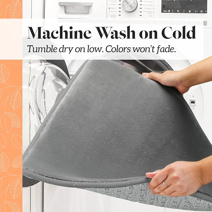 Memory Foam Bath Mat Non Slip Absorbent Super Cozy Velvet Bathroom Rug Carpet (60 inches X 17 inches, Grey)