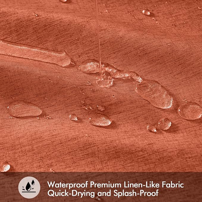 ANRODUO Burnt Orange Extra Long Linen Fabric Shower Curtain Set - W72xL108 | Farmhouse Shower Curtain with 12 Metal Hooks, Waterproof Heavy Duty, Button Hole Design, Machine Washable for Bathroom