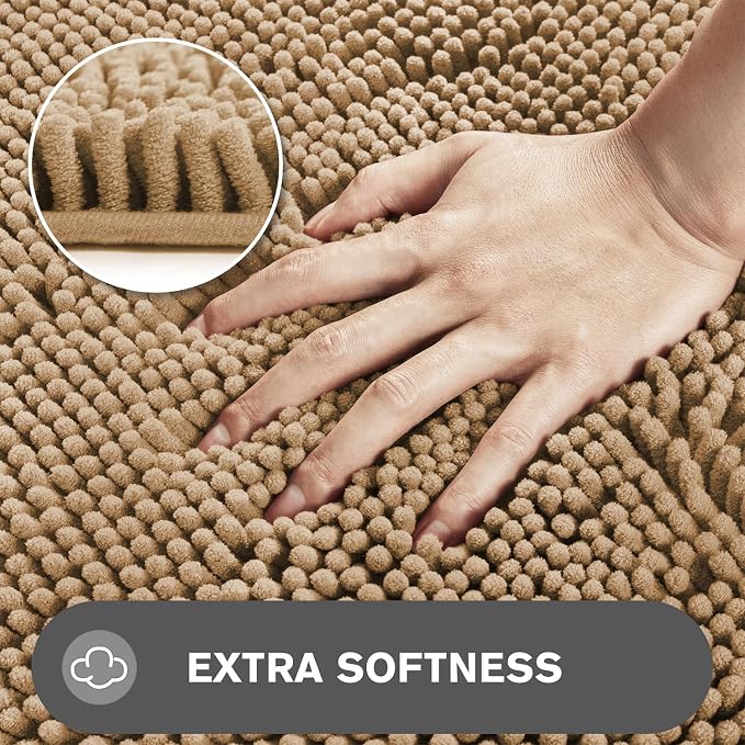 Bathroom Rugs 40 x 60 Inch – Extra Large Bath Mat | Absorbent and Washable Thick Chenille Bath Rugs Non-Slip Runner Rug for Bathroom, Shower, Tub(Beige)