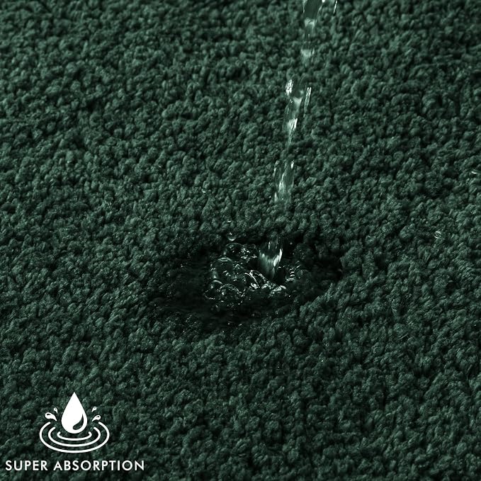 MIULEE Dark Green Bathroom Rugs Soft Small Microfiber Bath Mat 16x24 Inch | Absorbent, Non Slip, Quick Dry, Fluffy Bath Rugs for Bathroom Floor Tub Showers, Machine Washable