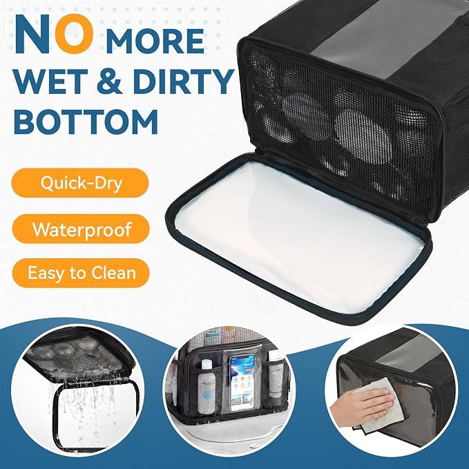 Shower Caddy Portable for College Dorm, Hanging Travel Toiletry Bag with Phone Pocket & Waterproof Bottom Cover,Quick-Dry Mesh Shower Bag,Dorm Room Essentials for Guys & Girls,Cruise Essentials 2026