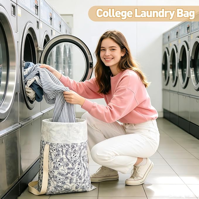 Laundry Bag Backpack for Dorm & Travel, 29 x 18" Large Dirty Bag | Cute College Clothes Pouch with Straps and Handles. Ideal for Apartment, Camp and Portable Bag for Laundromat