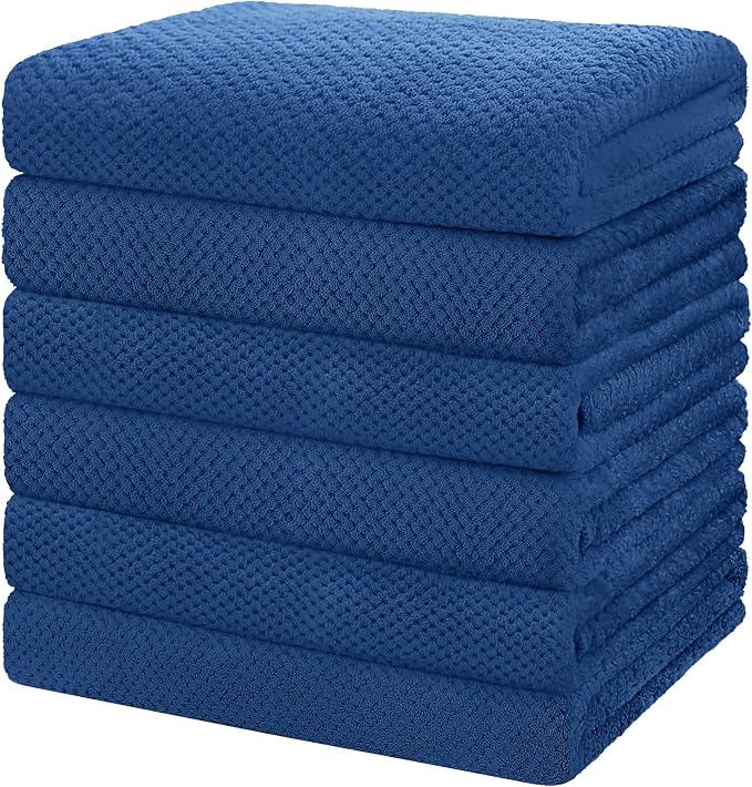 HOMEXCEL 6PK Bath Towel Set, 24x48 in, Absorbent&Quick Dry Towels for Hotel | Ultra Soft, Lightweight Towels for Bathroom, Spa and Beauty Parlor, Blue