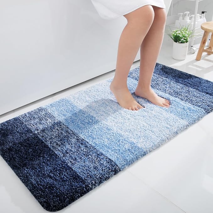 OLANLY Large Bathroom Rugs 50x30, Extra Soft Absorbent Microfiber Bath Rugs | Navy, Non-Slip Quick-Drying Rubber Backing, Machine Washable Plush Bath Mat for Floor, Tub and Shower, Home Decor Accessories