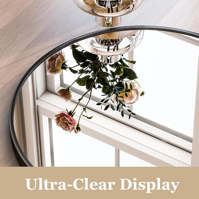 HARRITPURE 16"x24" Arched Bathroom Mirror - Black Wall Mounted Mirror - Black Arch Mirror - Aluminum Alloy Frame Bathroom Mirror Living Room, Bedroom, Bathroom and Entryway | Vanity Aluminum Alloy Frame Arch Wall Mirror for Living Room, Bedroom, Entryway