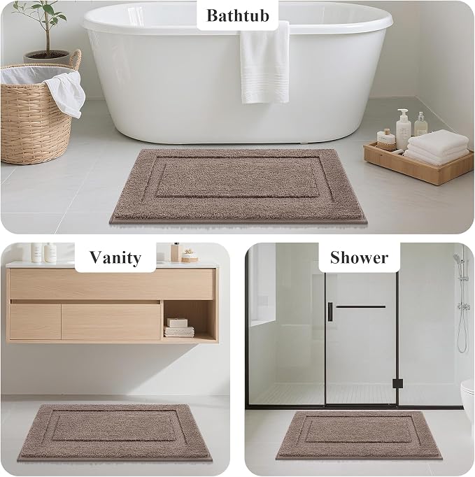 SHACOS Soft Microfiber Coffee Bathroom Rugs Sets 2 Pieces 32x20 inch | Absorbent Plush Bath Rugs, Non Slip Washable Shaggy Bath Mats, Fluffy Bathroom Runner Floor Mats Shower Rug