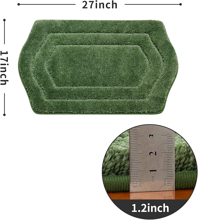 COSY HOMEER Non-Slip Bath Mat Extra Thick Absorbent Plush Washable | 17"x27" Green Non-Slip Extra Thick Plush Absorbent Machine Washable Bath Mat Bathroom Rug Floor Tub Shower