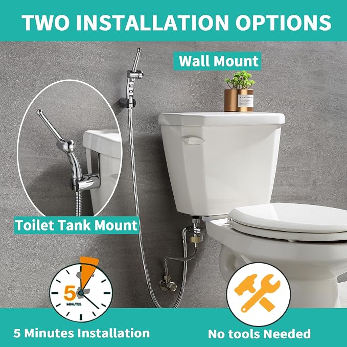 BARROCK Bidet Sprayer for Existing Toilet, Advanced Handheld Ergonomic Jet Spray Set with Precision Water Pressure Control for Muslim Shower/Feminine Hygiene/Pet Cleaning, Chrome
