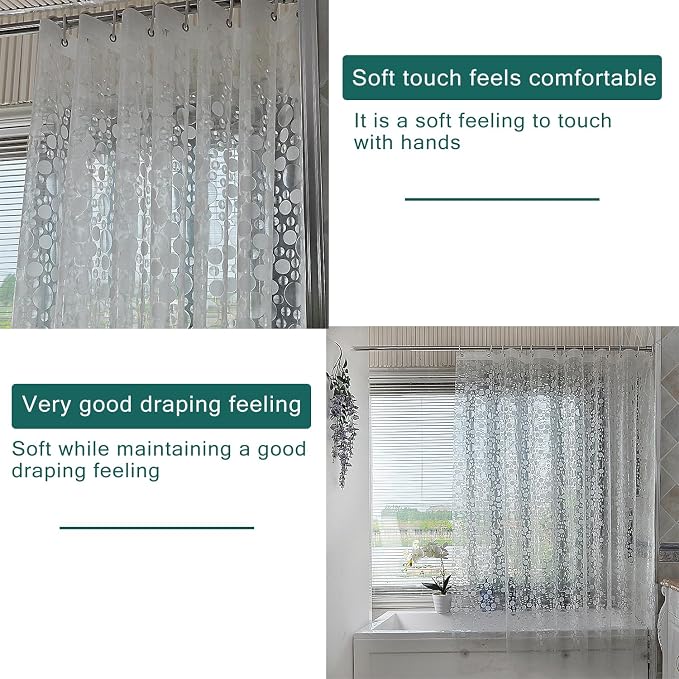 Shower Curtain Liner, 100% Waterproof Peva Shower Curtains with 3 Duty Heavy Bottom Magnets and 12 Rust Proof Grommets, 72x72 Weighted Shower Liner for Shower Stall, Bathtubs