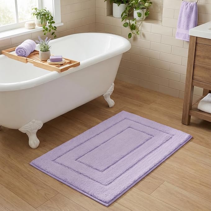 GRANNY SAYS Lavender Bathroom Rug 24" x 36", Non-Slip Microfiber Bath Mat | Ultra-soft, durable TPR backing for reliable grip, fast water absorption, machine washable for Vanity, Shower, Tub