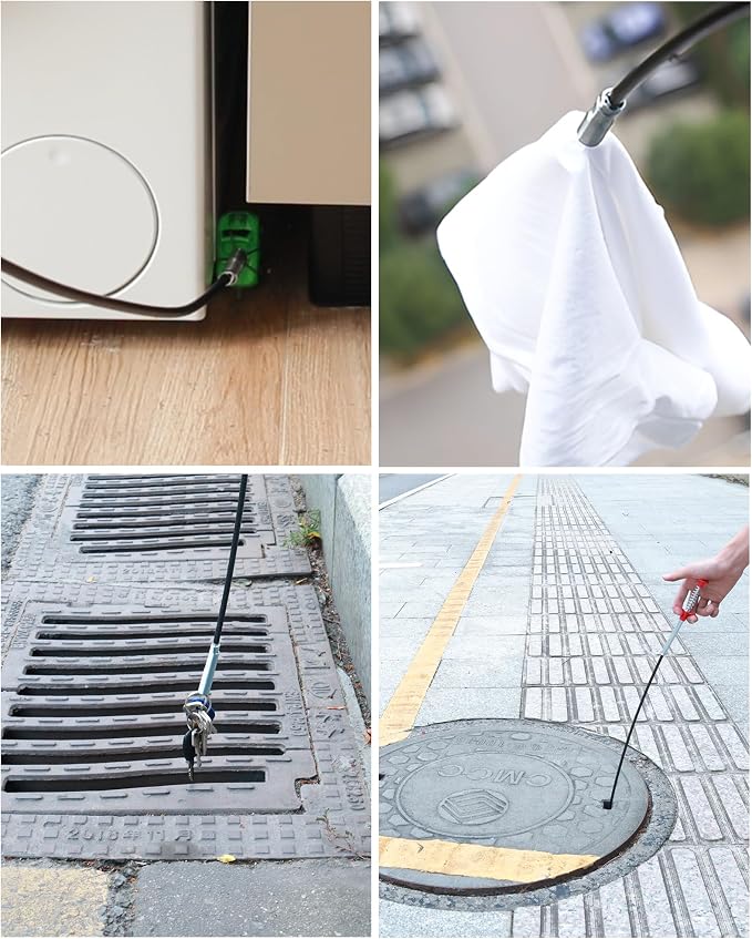 80-Inch Drain Snake Hair Clog Remover with Round Knob and 4-Claw Grabber | Flexible Coated Shaft • Reusable And Easy To Rinse • Pulls Hair, Food Waste And Debris From Curved Household Pipes
