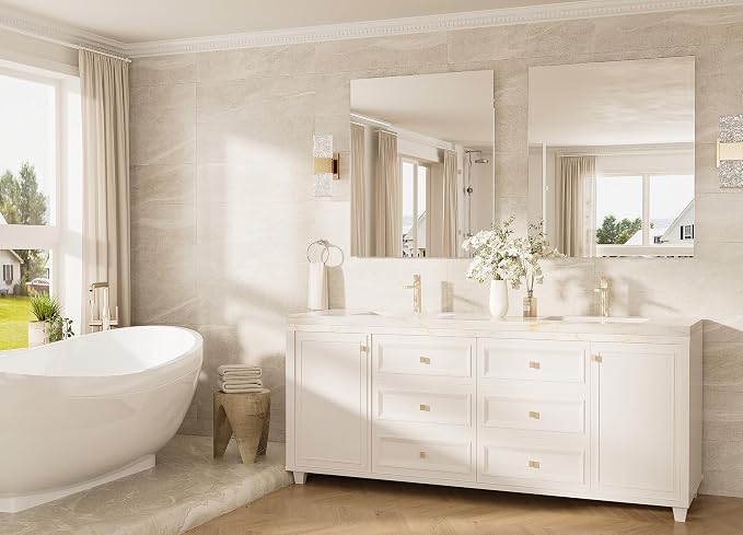 30x36 Frameless Bathroom Mirror, Vanity Bathroom Mirror for Wall Shatterproof Modern Rectangle Mirrors for Bedroom, Living Room, Entryway, Home Gym, Entryway