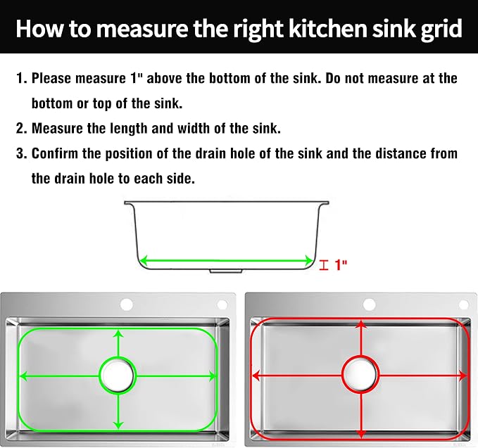 Sink Protectors for Kitchen Sink 26" x14", Center Drain | Rust Resistant Stainless Steel Kitchen Sink Grid and Sink Protectors, Sink Rack for Bottom of Sink with Sink Strainers