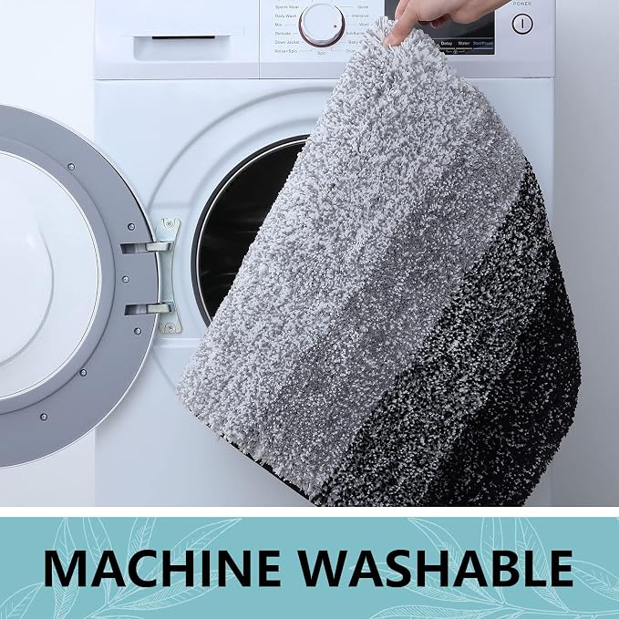 Arotive Microfiber Bathroom Rugs, Shaggy Soft Absorbent Bath Rug, 36x24 | Black, Rubber Backing Thick Plush Machine Washable Dry Bath Mats for Bathroom, Tub and Shower, Rectangular