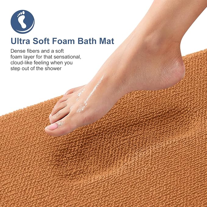 OLANLY Thick Memory Foam Bathroom Rugs 30x20, Soft Absorbent Bath Mat, Clay | Quick Dry Bath Rugs, Non-Slip Carpet, Machine Washable Mats for Bathroom Floor, Tub and Shower, Home Decor Accessories