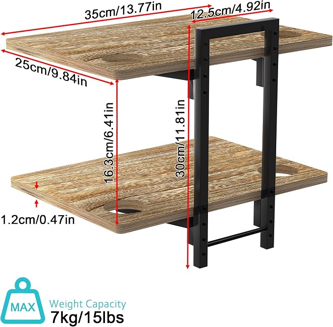Alyoen 2 Tier Projector Shelf, Adjustable Projector Wall Mount, Router Wall Mount Floating Shelf, Projector Stand for DVD Players, Routers, Game Consoles, Cable Boxes