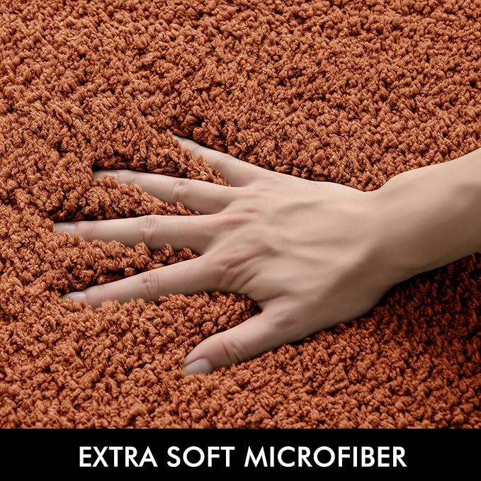 MIULEE Fall Burnt Orange Bathroom Rugs Soft Microfiber Bath Mat 20x30 Inch | Absorbent, Non Slip, Quick Dry, Fluffy Bath Rugs for Bathroom Floor Tub Showers, Machine Washable