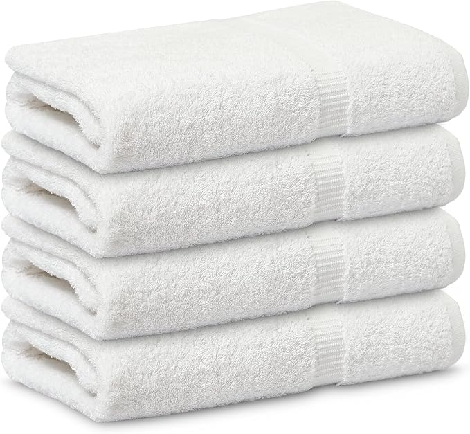 Premium Bath Towel Set (Pack of 48,27 x 54) 100% Ring-Spun Cotton Towels for Hotel, Spa, Soft and Absorbent (27 x 54, White - 48 Pcs)