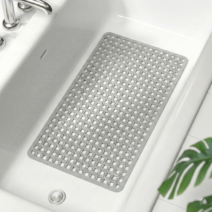 Bath Mats for Tub Kids,Baby Toddler - Large Cartoon Non-Slip Bathroom Bathtub Anti-Slip Shower Mats for Floor 27x15,Machine Washable XL Size Bathroom Mats (Grid Pattern 9)