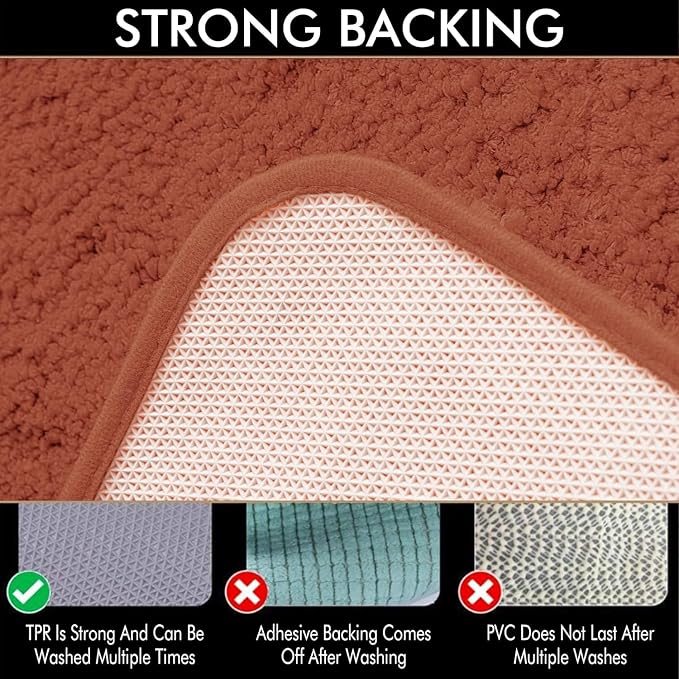 MIULEE Fall Rust Toilet Bathroom Rug U-Shaped Microfiber Bath Mat 20x20 in | Absorbent, Non Slip, Quick Dry, Fluffy Bath Rugs for Bathroom Floor Tub Showers, Machine Washable