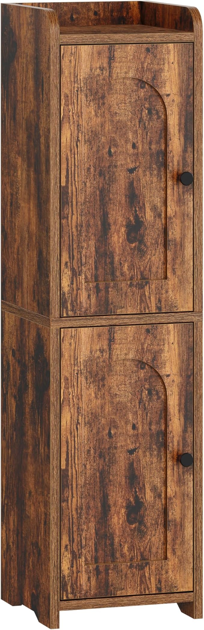 Hzuaneri Bathroom Storage Cabinet, Small Corner Floor Cabinet with 2 Doors | Narrow Toilet Paper Cabinets with Adjustable Shelf, Bathroom Organizer for Small Spaces, 7.9"D x 7.9"W x 29.5"H Rustic Brown