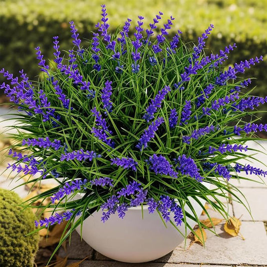 Gipsot 15 Bundles UV Resistant No-Fade Outdoor Artificial Plants & Flowers | Adjustable height fake lavender flowers, indoor & outdoor decor for garden patio pathway hanging planter front porch