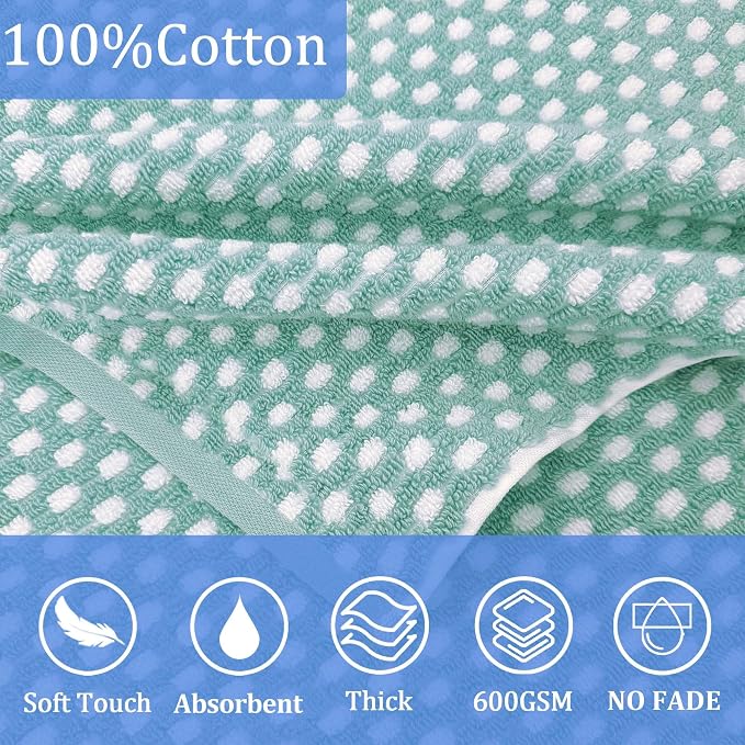VOOVA & MOVAS Kids Hooded Towel Wrap, 6-10 Years, 100% Cotton, Sage Dot | Delicate Dot Detail, Quick Dry Fabric, Multi-Scenario Use for Bath, Pool and Seaside