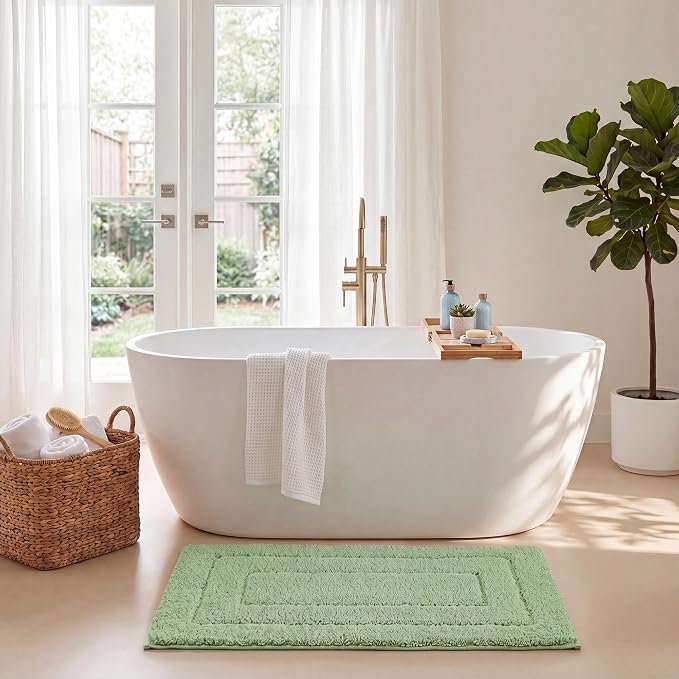 GRANNY SAYS Sage Green Bathroom Rug 24" x 36", Non-Slip Bath Mat | Ultra-soft, durable TPR backing for reliable grip, fast water absorption, machine washable for Vanity, Shower, Tub
