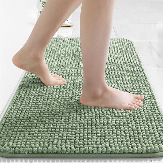 Arotive Chenille Bathroom Rugs 47x17, Soft Absorbent Bath Mat, Sage Green | Rubber Backing, Machine Washable Dry Bath Mats for Bathroom Floor, Tub and Shower, Home Decor Accessories
