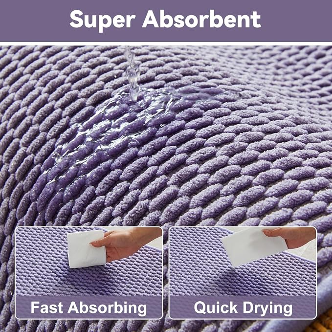 Triohero Toilet Rug, Thin Toilet Rugs U Shaped Washable Non Slip Absorbent Quick Dry Low Pile Toilet Mat, Lavender 20"x24" U Shape
