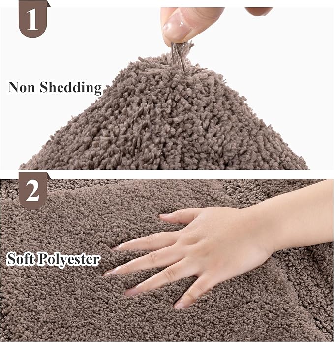 SHACOS Soft Microfiber Coffee Bathroom Rugs Sets 2 Pieces 32x20 inch | Absorbent Plush Bath Rugs, Non Slip Washable Shaggy Bath Mats, Fluffy Bathroom Runner Floor Mats Shower Rug