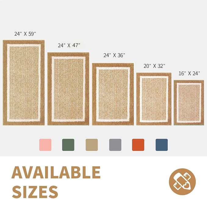 CozeCube Beige Bath Mat 24"x16" Non Slip Washable Rug | For Bathroom Non Slip, Fluffy Absorbent Microfiber Bath Mats Machine Wash, Stylish Small Aesthetic Bathroom Rugs