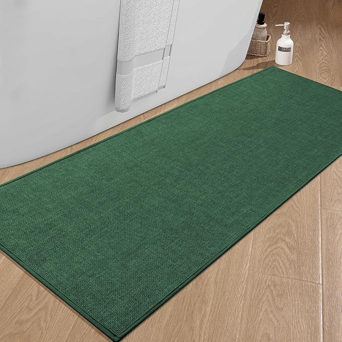 Bathroom Rugs Mat 59x25, Ultra Thin Non Slip Bath Mat Large Quick Dry Absorbent Bath Mat for Bathroom Floor, (Green, 59"x25")
