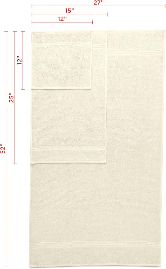 Martex Easy Living Everyday 6-Piece Bathroom Towel Set, Ivory | 2 Bath Towels, 2 Hand Towels, 2 Wash Cloths, 100% Cotton, Soft, Quick-Dry