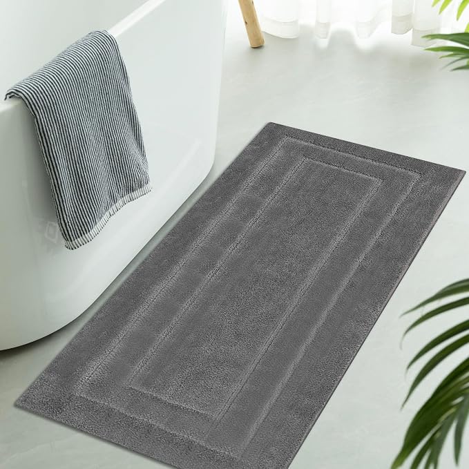 GRANNY SAYS Dark Grey Bathroom Runner Rug 24" x 48", Soft Bath Mat | Non-Slip long rug with TPR Backing, Absorbent, Machine Washable Extra Large Bath Rugs for Double Vanity, Shower, Tub
