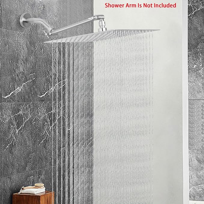NearMoon Rain Shower Head, High Flow Stainless Steel Square Rainfall Shower, High Pressure Design, Awesome Shower Experience Even At Low Water Flow (10 Inch, Brushed Nickel)