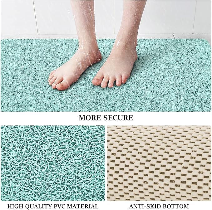 LuxStep Shower Mat Bathtub Mat Non-Slip Bath Mat with Drain, Quick Drying | 47x16 inch PVC Loofah Bathmat for Tub,Shower,Bathroom,Green