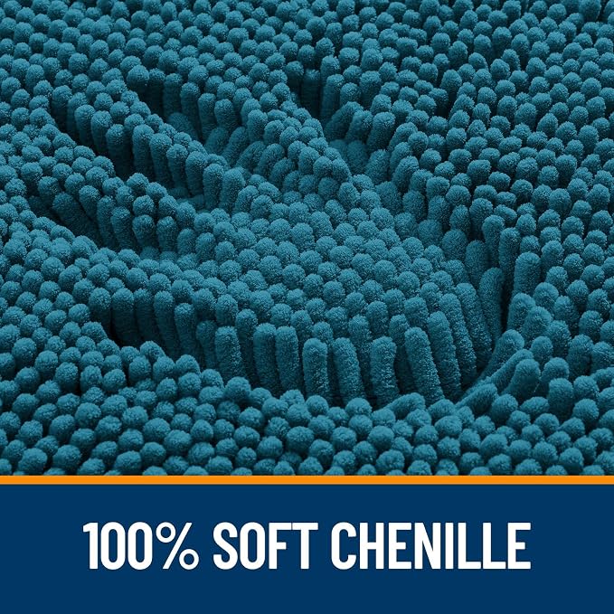 OLANLY Bathroom Rugs 30x20, Extra Soft Absorbent Chenille Bath Rugs | Peacock Blue, Quick-Drying Rubber Backing, Washable Bath Mat for Bathroom Floor, Tub and Shower, Home Decor Accessories