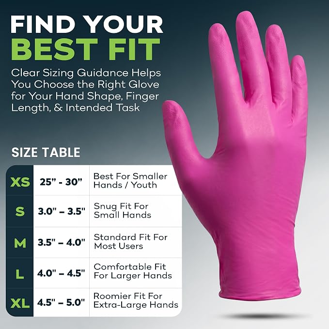 FifthPulse Fuchsia Hot Pink Nitrile Disposable Gloves -3 Mil Medical Exam Nitrile Gloves -Powder and Latex Free