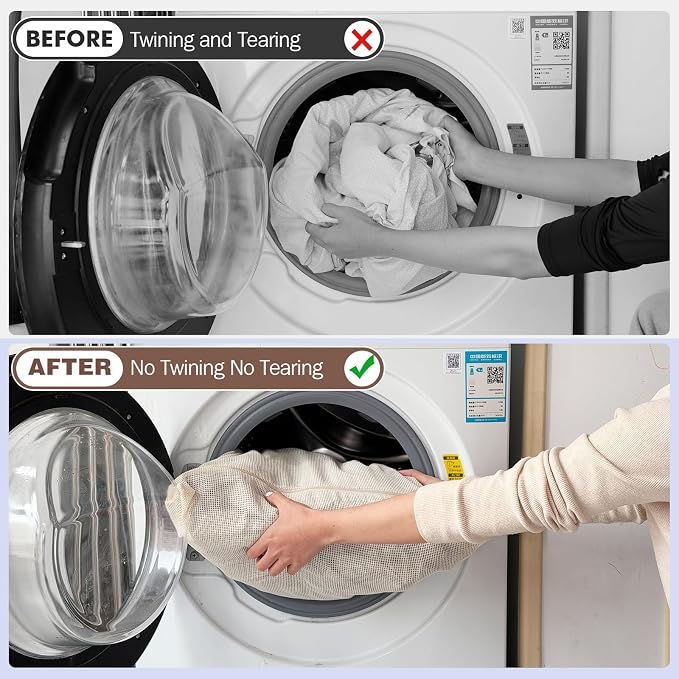 100% Pure Cotton Mesh Laundry Bags, Premium Soft, No Dye, Natual,Set of 3(XXL)
