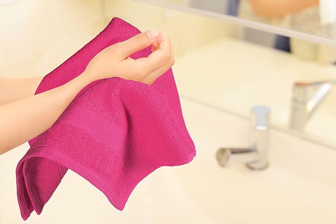 Ultra Soft 6-Piece Hand Towel Set 16x28-100% Ringspun Cotton - Durable & Highly Absorbent Hand Towels - Ideal for use in Bathroom, Kitchen, Gym, Spa & General Cleaning - Hot Pink